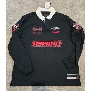 Jordan Essentials Men's Long-Sleeve Rugby Top HF9323-010 Black Size Medium